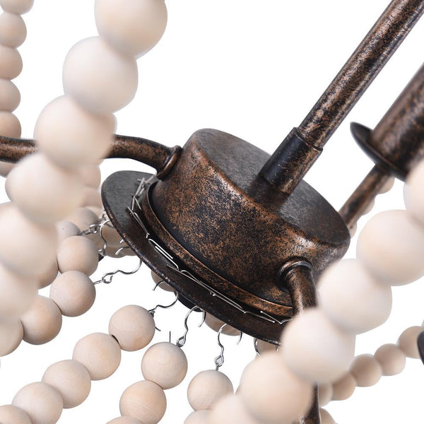 Chandelieria-Modern Farmhouse 3-Light Wooden Bead Chandelier-Chandelier-Default Title-