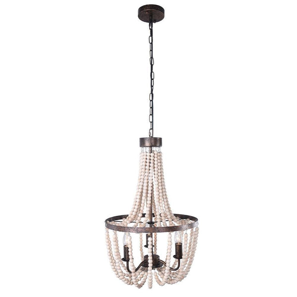 Chandelieria-Modern Farmhouse 3-Light Wooden Bead Chandelier-Chandelier-Default Title-
