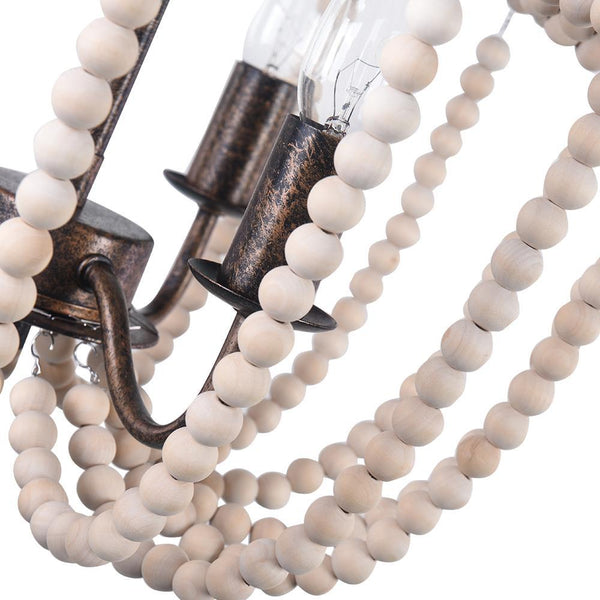 Chandelieria-Modern Farmhouse 3-Light Wooden Bead Chandelier-Chandelier-Default Title-