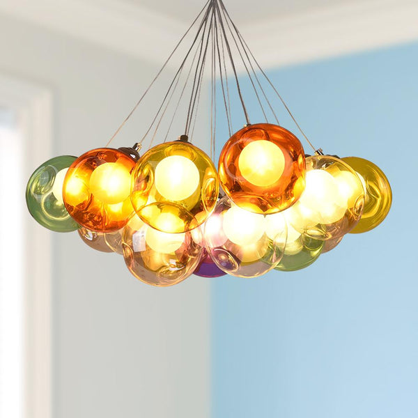 Chandelieria-Modern Multi-Color Cluster Bubble Chandelier-Chandelier-Yellow Tone-7 Globes