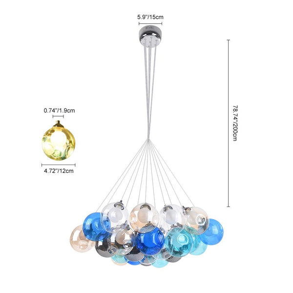Chandelieria-Modern Multi-Color Cluster Bubble Chandelier-Chandelier-Yellow Tone-7 Globes