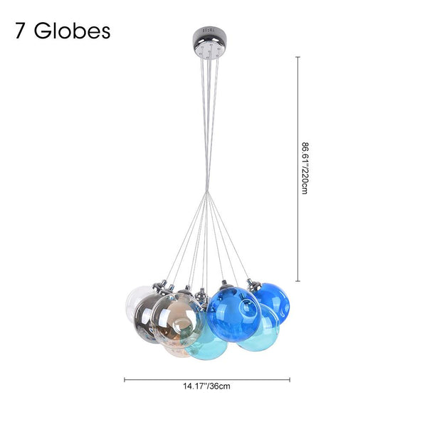 Chandelieria-Modern Multi-Color Cluster Bubble Chandelier-Chandelier-Blue Tone-7 Globes