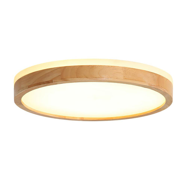 Chandelieria-Scandinavian Wooden Round LED Flush Mount-Flush Mount-Small-