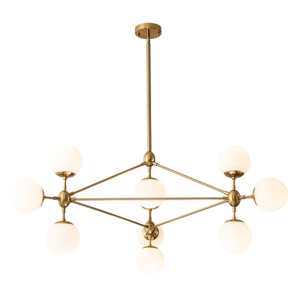 Chandelierias-10-Light Molecule Milky Frosted Glass Globe Chandelier-Chandeliers-Black-10 Bulbs