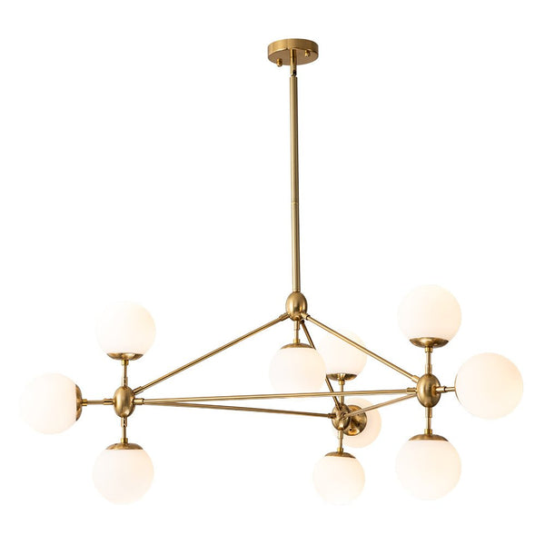 Chandelierias-10-Light Molecule Milky Frosted Glass Globe Chandelier-Chandeliers-Black-10 Bulbs