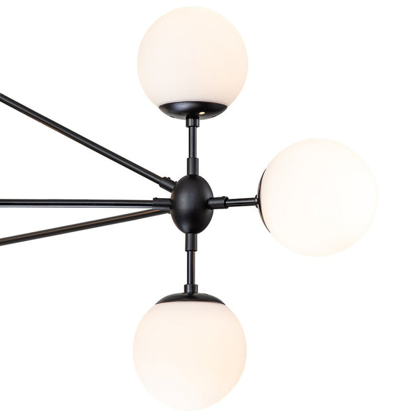 Chandelierias-10-Light Molecule Milky Frosted Glass Globe Chandelier-Chandeliers-Black-10 Bulbs