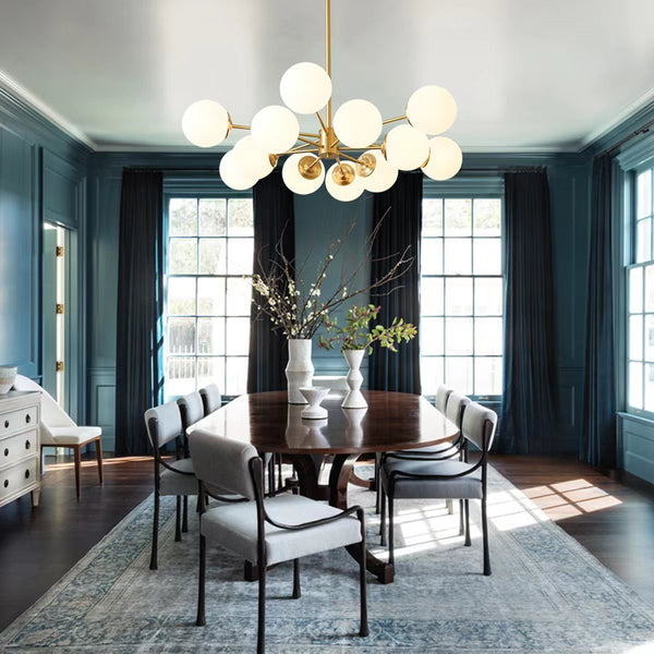Chandelierias-12-Light Decorative Frosted Glass Globe Chandelier-Chandelier--