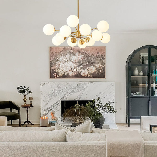 Chandelierias-12-Light Decorative Glass Globe Chandelier-Chandelier--