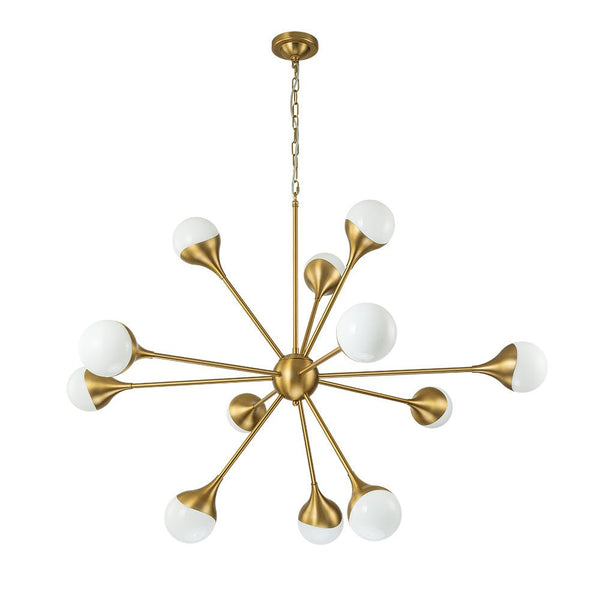 Chandelierias-12-Light Mid-century Opal Glossy Glass Sputnik Sphere Chandelier-Chandelier-Brass (Pre-order)-