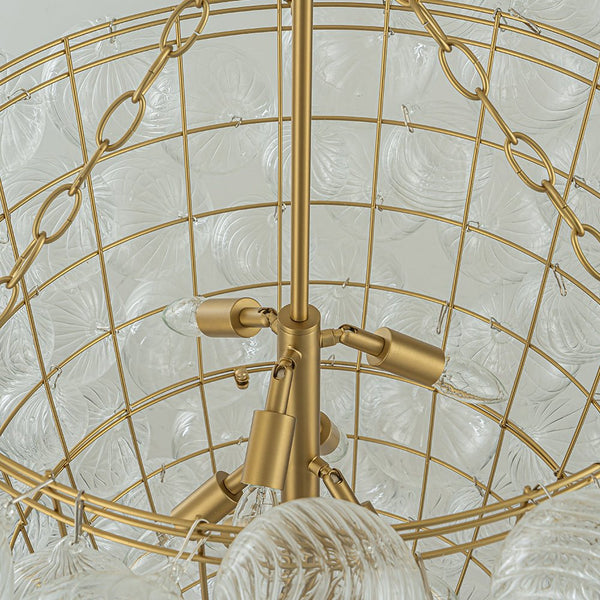 Chandelierias-12-Light Twisted Swirl Glass Cluster Bubble Chandelier-Chandeliers-Brass-12 Bulbs