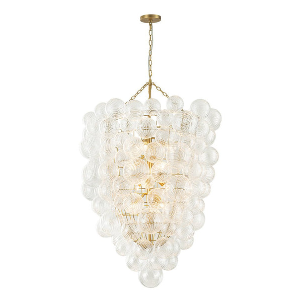 Chandelierias-12-Light Twisted Swirl Glass Cluster Bubble Chandelier-Chandeliers-Brass-12 Bulbs