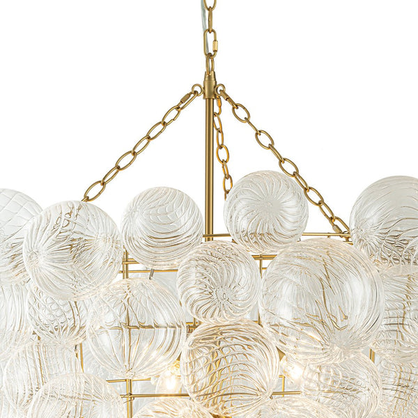 Chandelierias-12-Light Twisted Swirl Glass Cluster Bubble Chandelier-Chandeliers-Brass-12 Bulbs