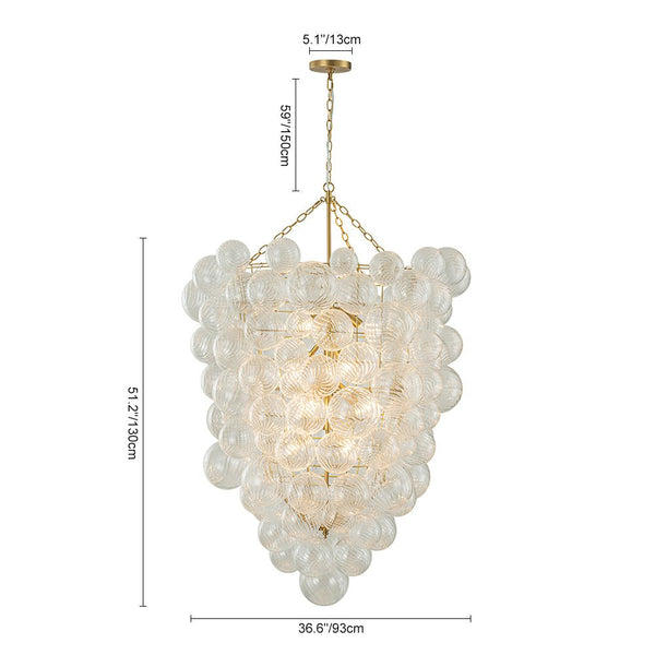Chandelierias-12-Light Twisted Swirl Glass Cluster Bubble Chandelier-Chandeliers-Brass-12 Bulbs
