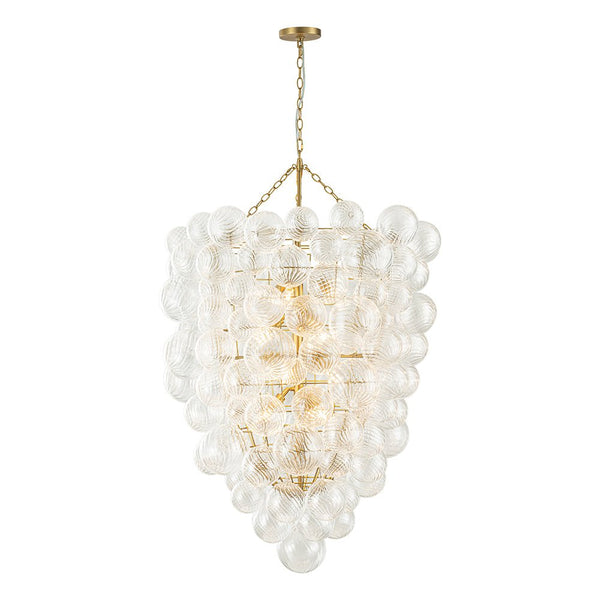 Chandelierias-12-Light Twisted Swirl Glass Cluster Bubble Chandelier-Chandeliers-Brass-12 Bulbs