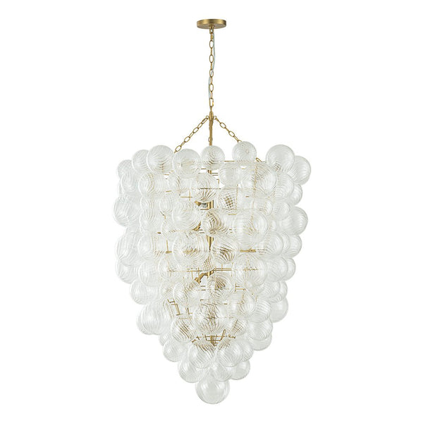 Chandelierias-12-Light Twisted Swirl Glass Cluster Bubble Chandelier-Chandeliers-Brass-12 Bulbs