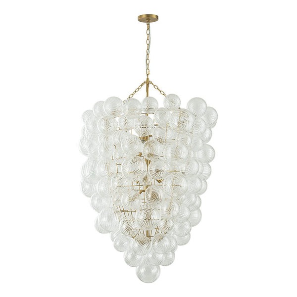 Chandelierias-12-Light Twisted Swirl Glass Cluster Bubble Chandelier-Chandeliers-Brass-12 Bulbs