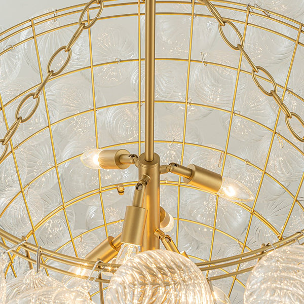 Chandelierias-12-Light Twisted Swirl Glass Cluster Bubble Chandelier-Chandeliers-Brass-12 Bulbs