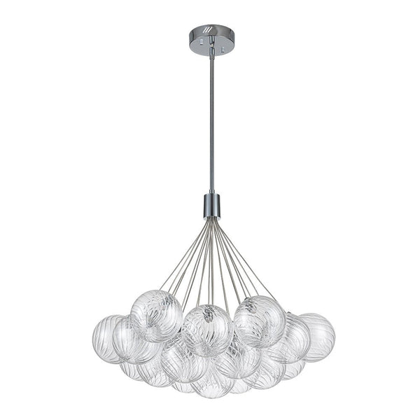 Chandelierias-19-Light Dimmable LED Swirled Glass Bubble Chandelier-Chandeliers-Chrome-