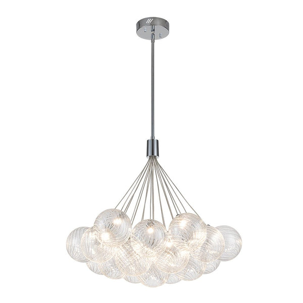 Chandelierias-19-Light Dimmable LED Swirled Glass Bubble Chandelier-Chandeliers-Chrome-