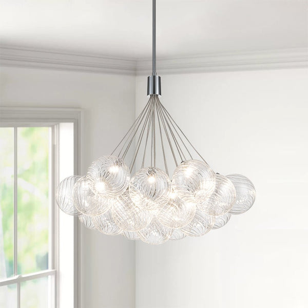 Chandelierias-19-Light Dimmable LED Swirled Glass Bubble Chandelier-Chandeliers-Chrome-