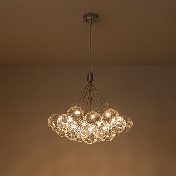 Chandelierias-19-Light Dimmable LED Swirled Glass Bubble Chandelier-Chandeliers-Chrome-