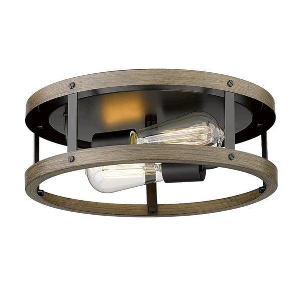 Chandelierias-2-Light Drum Caged Flush Mount Ceiling Light-Flush Mount--