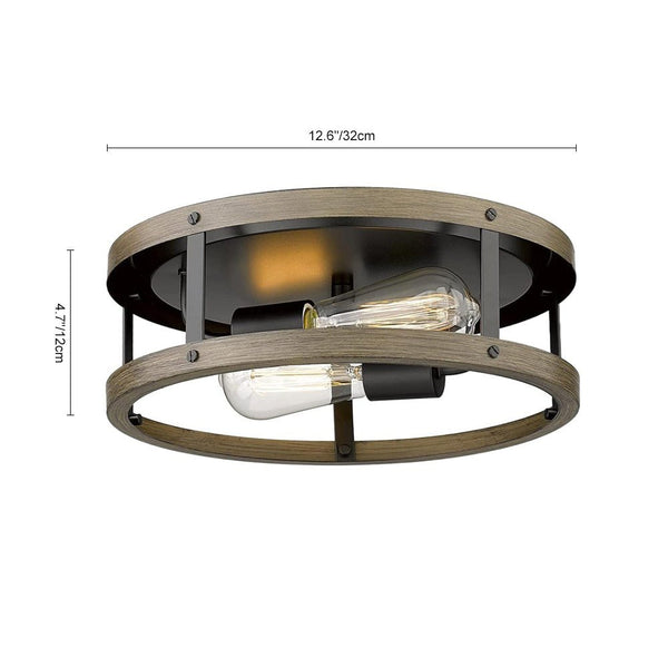 Chandelierias-2-Light Drum Caged Flush Mount Ceiling Light-Flush Mount--