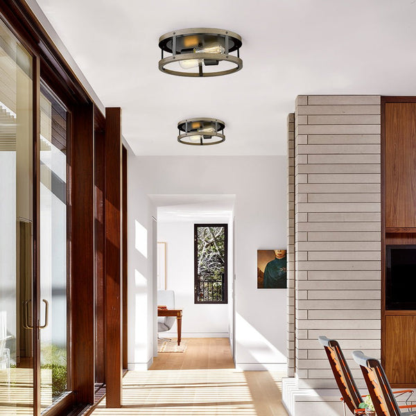Chandelierias-2-Light Drum Caged Flush Mount Ceiling Light-Flush Mount--