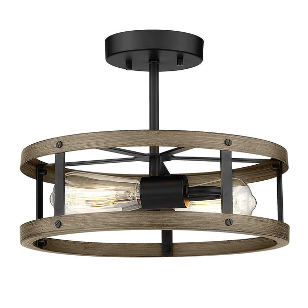 Chandelierias-2-Light Drum Semi Flush Mount Ceiling Light-Semi Flush--