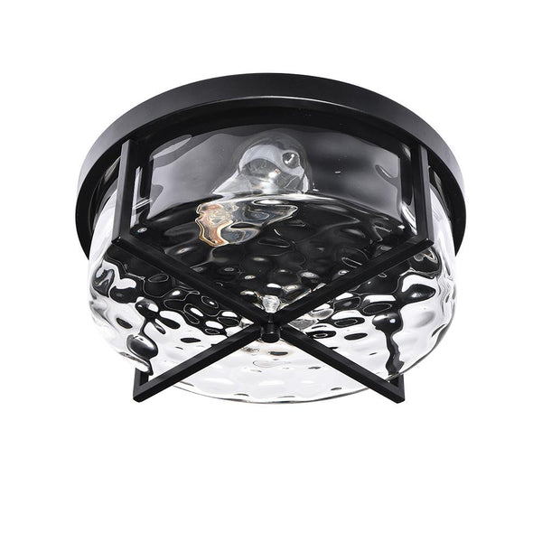 Chandelierias-2-Light Drum Shaped Hammer Glass Flush Mount-Flush Mount--