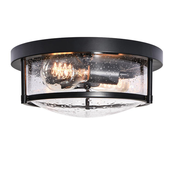 Chandelierias-2-Light Seeded Glass Flush Mount Ceiling Light-Flush Mount--