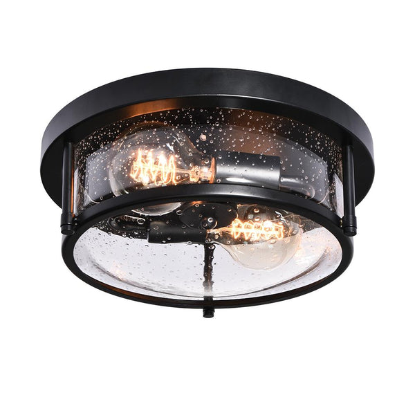 Chandelierias-2-Light Seeded Glass Flush Mount Ceiling Light-Flush Mount--