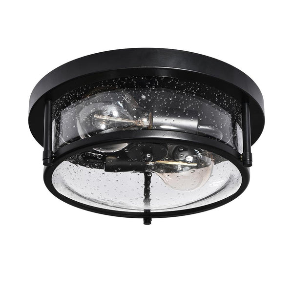 Chandelierias-2-Light Seeded Glass Flush Mount Ceiling Light-Flush Mount--