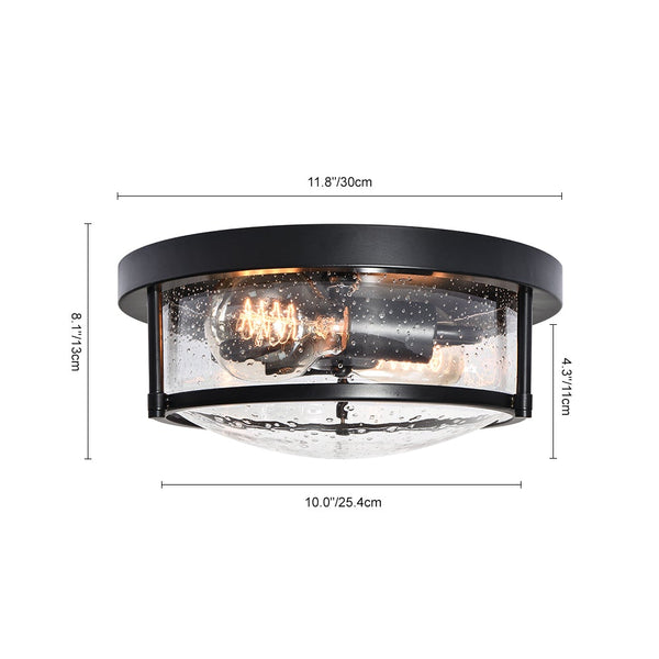 Chandelierias-2-Light Seeded Glass Flush Mount Ceiling Light-Flush Mount--