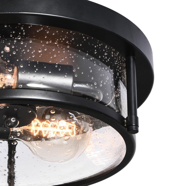 Chandelierias-2-Light Seeded Glass Flush Mount Ceiling Light-Flush Mount--