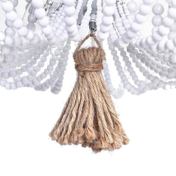 Chandelierias-3-Light Bowl Semi Flush Mount With Beads Accents---