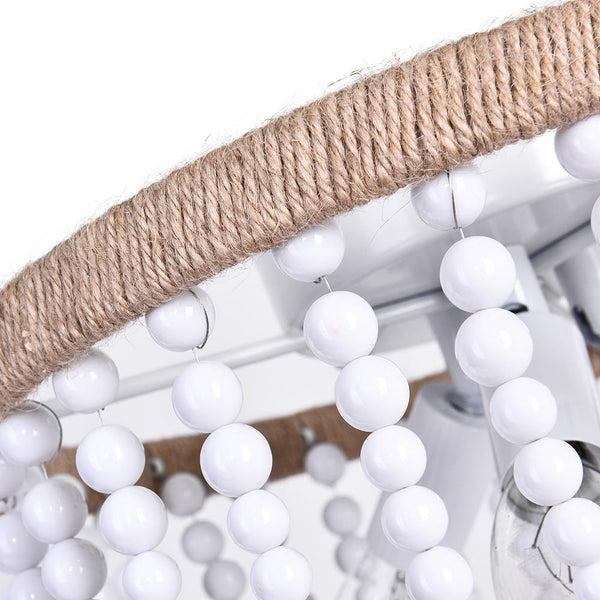 Chandelierias-3-Light Bowl Semi Flush Mount With Beads Accents---
