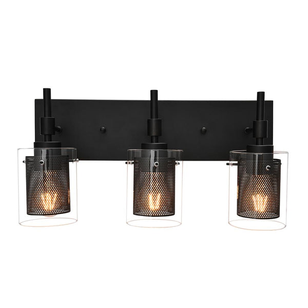 Chandelierias-3-Light Brushed Nickel Vanity Light-Wall Light-Black-
