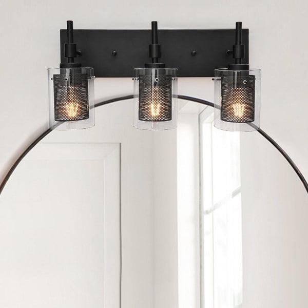 Chandelierias-3-Light Brushed Nickel Vanity Light-Wall Light-Black-