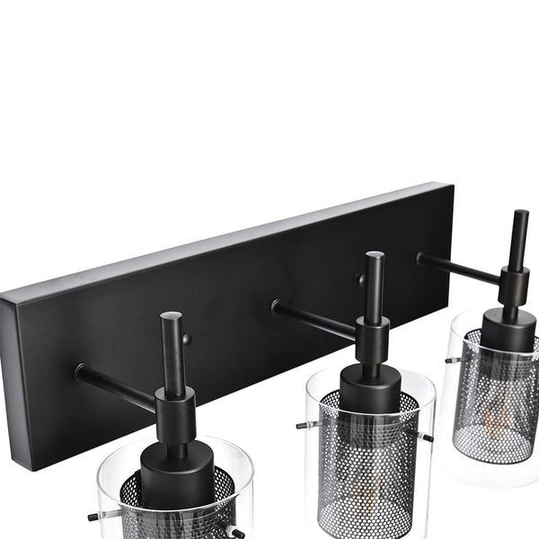 Chandelierias-3-Light Brushed Nickel Vanity Light-Wall Light-Black-