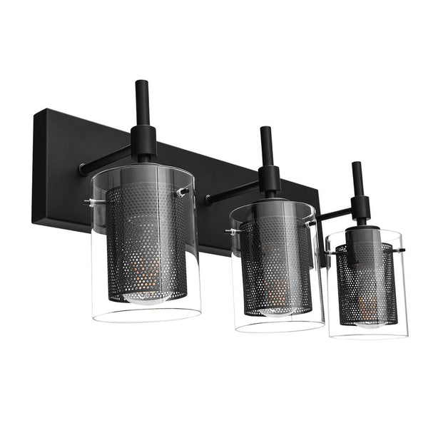 Chandelierias-3-Light Brushed Nickel Vanity Light-Wall Light-Black-