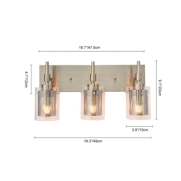 Chandelierias-3-Light Brushed Nickel Vanity Light-Wall Light-Black-