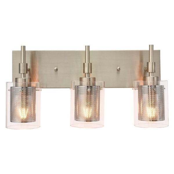 Chandelierias-3-Light Brushed Nickel Vanity Light-Wall Light-Nickel-