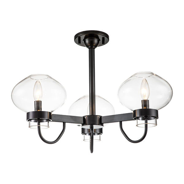 Chandelierias-3-Light Clear Jellyfish Glass Semi-Flush Mount Chandelier-Chandeliers-Black-
