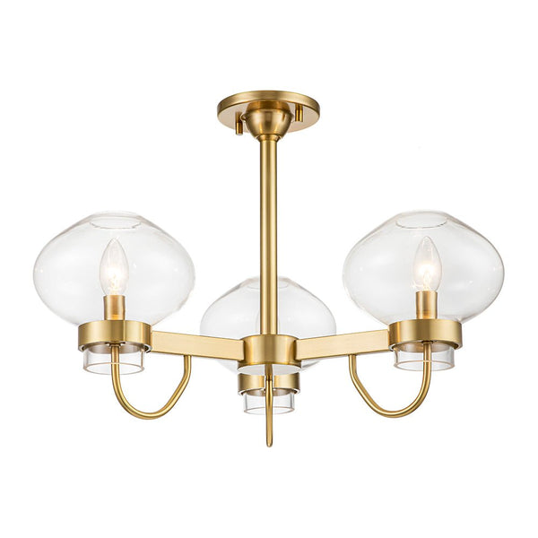 Chandelierias-3-Light Clear Jellyfish Glass Semi-Flush Mount Chandelier-Chandeliers-Black-