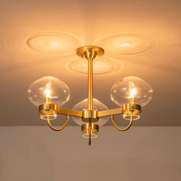 Chandelierias-3-Light Clear Jellyfish Glass Semi-Flush Mount Chandelier-Chandeliers-Black-