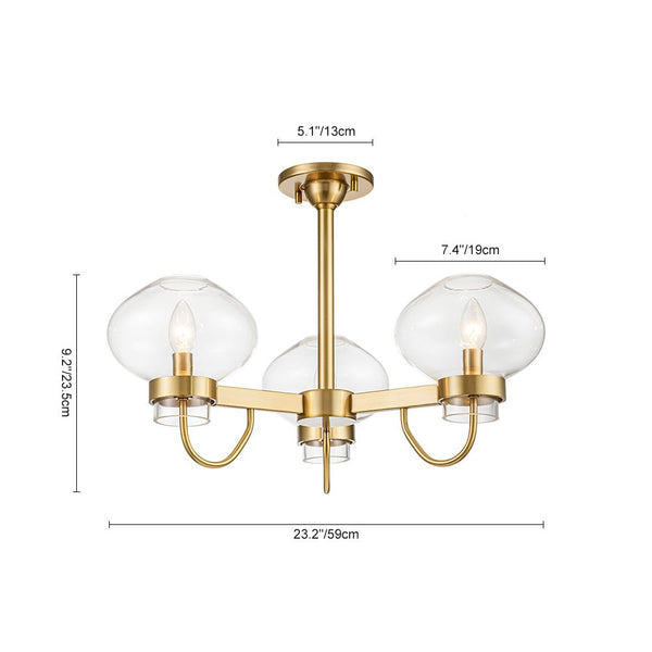 Chandelierias-3-Light Clear Jellyfish Glass Semi-Flush Mount Chandelier-Chandeliers-Black-