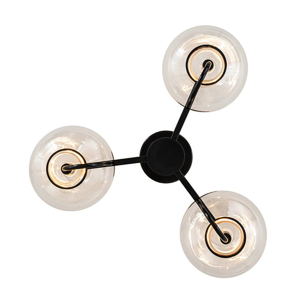 Chandelierias-3-Light Clear Jellyfish Glass Semi-Flush Mount Chandelier-Chandeliers-Black-