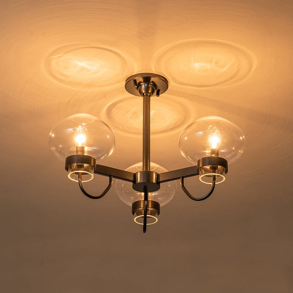 Chandelierias-3-Light Clear Jellyfish Glass Semi-Flush Mount Chandelier-Chandeliers-Black-