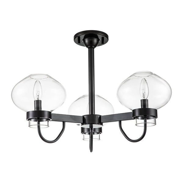 Chandelierias-3-Light Clear Jellyfish Glass Semi-Flush Mount Chandelier-Chandeliers-Black-
